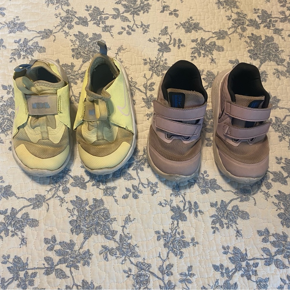 Nike Toddler Girl Purple and Yellow Sneakers Bundle Size 8 and 9